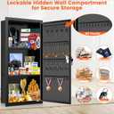 25.6" Tall Wall Safes Between the Studs, Lockable Hidden Safe Box with Hooks for Keys Jewellery, In Wall Safe for Money Medicines Valuables, Black