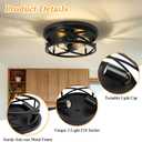 2-Light Flush Mount Ceiling Light Fixture, Farmhouse Ceiling Lights for Kitchen, Modern Black Close to Ceiling Light for Hallway Bedroom Balcony Porch Stairway, E26 (1 Pack)