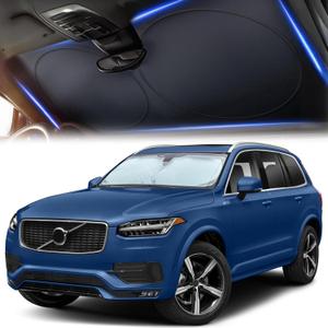 Windshield Sun Shade for Car, SUV & Truck  Patented Design Blocks 99% UV Rays & Heat | 240T Reflective Polyester Sunshade with Storage Bag | Keeps Vehicle Interior Cool | Universal Fit (64" x 33.5") (Medium Plus)