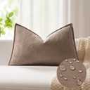Kevin Textile 14x24 Inch Lumbar Pillow Cover 1 Pack Soft Boucle Textured Decorative Waterproof Rectangle Cushion Elegant Accent Pillow for Couch Sofa Chair Bed Home Decor Indoor Outdoor Taupe
