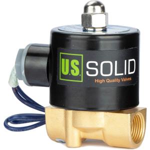 U.S. Solid 3/8" Electric Solenoid Valve 12-VDC, VITON Gasket, Air, Gas, Fuel Normally Closed