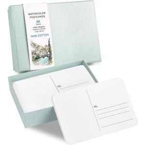 Prudiut 48 Sheets 4x6 Watercolor Postcards, 140lb/300gsm Blank Postcards Watercolor Paper Cards Art Supplies for Painting, DIY, Mailing, Invitations, Greeting Cards (Green)