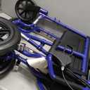 Medline Lightweight Foldable Transport Wheelchair with Handbrakes and 12-Inch Wheels, Blue Frame, Black Upholstery