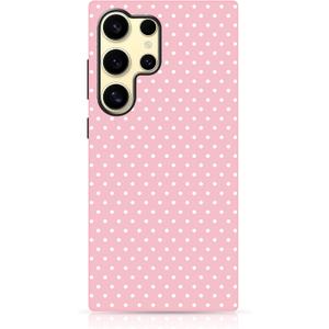 Owncase for Samsung Galaxy S24 Ultra Case Cute Fashion Polka Dot Phone Case for Women Girls Shockproof Slim TPU and Hard PC Protective Cover, Pink