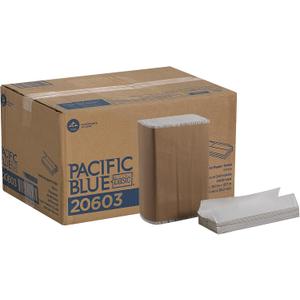 Pacific Blue Basic C-Fold Paper Towels by GP PRO, White, 20603, 240 Towels per Pack, 10 Packs