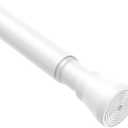 Spring Tension Curtain Rod 45 to 76 Inch, Adjustable Curtain Rods No Drilling Spring Loaded Curtain Rods for Windows Doors Closet, White