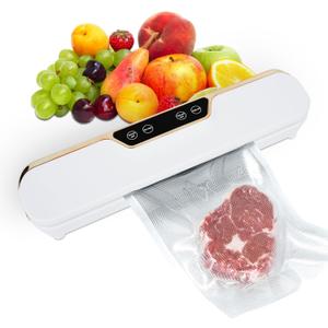 Food Vacuum Sealer Machine, 62KPA Strong Suction, Dry/Wet Modes, 10 Vacuum Seal Bags for Food, Digital Countdown Timer, Compact Lightweight, Vacuum Sealer for Food, Ideal for Home Kitchen Use
