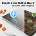 Tifanso Stainless Steel Cutting Board with Lip for Food Prep, 15.8"L x 11.8"W