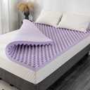 3 Inch Egg Crate Twin Memory Foam Mattress Topper, Cooling Gel Infused Foam Mattress Topper for Pressure Relief, CertiPUR-US Certified Twin Bed Topper, Purple, 38"75"