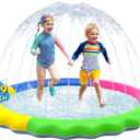 VISTOP Non-Slip Splash Pad for Kids and Dog, Thicken Sprinkler Pool Summer Outdoor Water Toys - Fun Backyard Fountain Play Mat for Baby Girls Boys Children or Pet Dog (59 inch, Red&Yellow&Green&Blue)