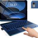 typecase Touch iPad 11th 10th Generation Case with Keyboard (11" 2025, A16 & 10.9" 2022)  360 Rotatable, 11-Color Backlit, Multi-Touch Trackpad, Pencil Holder, Thin & Light  Midnight Blue