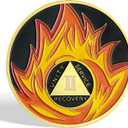 2 x Flame Triangular 2 Year Sobriety Coin | AA Coins for Men & Women | Anniversary Sobriety Gifts | Unity & Service Medallion for Alcoholics Anonymous | AA Chips & Medallions