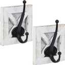 Autumn Alley Farmhouse Bathroom Decor White Hooks, Towel, Coat, and Robe Hooks for Bathroom Farmhouse Wall Mounted, Rustic Wall Decor, 2 Pack, White