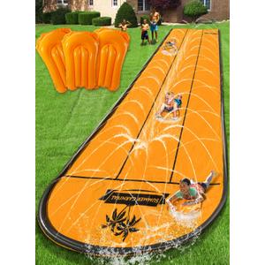 Slip and Water SlipSlip Water Slide for Kids Backyard 22ft*3 Lane Orange,Summer Toys for Kids Outdoor with Sprinkler and 3 Bodyboards