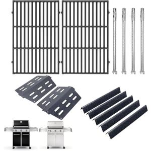 Grill Parts Kit for Weber Genesis 300 310 330 Genesis E330 E310 S310 S330 EP330 S320 E320 Parts for Weber 7621 Flavorizer Bars 17.5", Genesis 7524 Grates 7622 Heat Deflector, 4Pcs 62752 Burner Tube