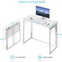 JOYMOOP White Folding Desk - 31.5", No Assembly Small Foldable Desk for Home, Office, Wooden Top Folding Computer Desk for Working, Writing, Studying, 31.5" Width