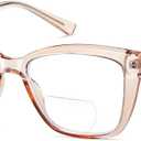 Bifocal Reading Glasses Women Cat Eye Oversized Blue Light Blocking Computer Readers Designer Clear Top Eyewear PT2001