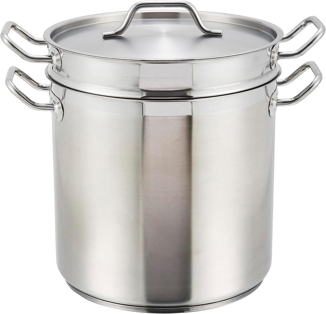 Winco 20qt S/S Double Boiler w/Cover