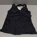 Firpearl Women Underwire Tankini Top Only Twist V Neck Swimsuits for Big Busted Ruched Tummy Control Bathing Suits Top (10, Black)