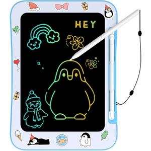 Genialba LCD Writing Tablet for Kids, Colorful Screen Drawing Board for 3-7 Year Old Boys & Girls - Educational Toys for Birthday & Christmas (Penguin)