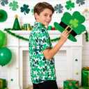 UNICOMIDEA Boys St. Patrick's Day Shirt Kids Green Shirts Short Sleeve Button Down Tops 5-14 Years