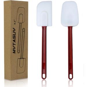 10 INCH Silicone Spatulas Heat Resistant Heavy Duty Rubber Spatulas Commercial Spatulas Set for Kitchen Use Silicone Cooking Utensils Sets of 2