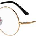 Agstum Pure Titanium Retro Round Optical Eyeglasses Frame 44-24-140 (Gold)