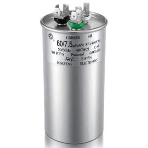 Dreyoo 60+7.5 uF 370/440V CBB65 Dual Run Round Capacitor for AC Motor, HVAC Capacitor, Air Conditioner Replacement, Heat Pump, Fan Start, Condenser Straight Cool, UL Listed