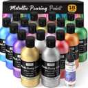Nicpro 18 Colors 8.45oz Metallic Acrylic Pour Paint Supplies Kit, Large Volume Ready to Pour Premixed High Flow Pouring Paint Set with Silicone Pouring Oil, Gloves, Instructions for Beginner DIY