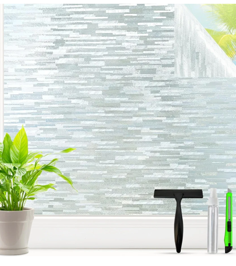 Frosted Glass Window Privacy Film Decorative, Bathroom Window Privacy Film for Glass Windows Cover, Static Cling, Removable, Reusable, Anti-UV, Anti-Glare, Heat Blocking, 29.5 inch by 78.7 Inch