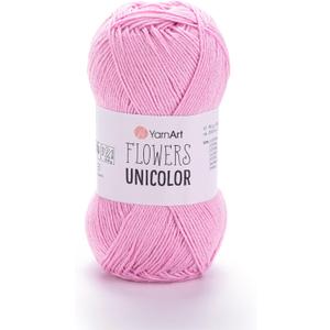 YarnArt Flowers Unicolor  55% Cotton, 45% Acrylic  Fingering Weight Yarn  50g (1.76 oz), 218 yds  Ideal for Knitting & Crochet  Soft, Solid Color Skein for Summer Projects (740)