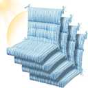 Sintuff 4 Pcs 44 x 21 x 4 Patio Chair Cushions Outdoor Chair Cushion Seat/Back Tufted Pillow with Ties Water Resistant Replacement Indoor Patio Furniture Outdoor Furniture (Stripe,Blue Stripes)