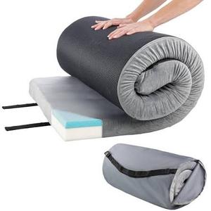 Jamdok Cooling Foam Camping Mattress and Summer Comforter Set for Hot Sleeper,Roll Up Cot Mattress Topper,Waterproof Sleeping Pad with Carry Bag,Camping, Hiking,Car,Tent,Outdoor Use
Size: 75x190x7.6 am