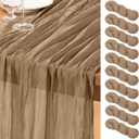 DeZerlor Nude Cheesecloth Table Runner 10 Pack Summer Table Runners Boho Gauze 120 Inches Cheese Cloth Table Decor for Wedding Bridal Baby Shower Parties
