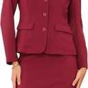 Allegra K Women 2 Piece Skirt Set Suit Business Blazer and Pencil Skirt Office Work Interview Church Outfits (Wine Red, Large)