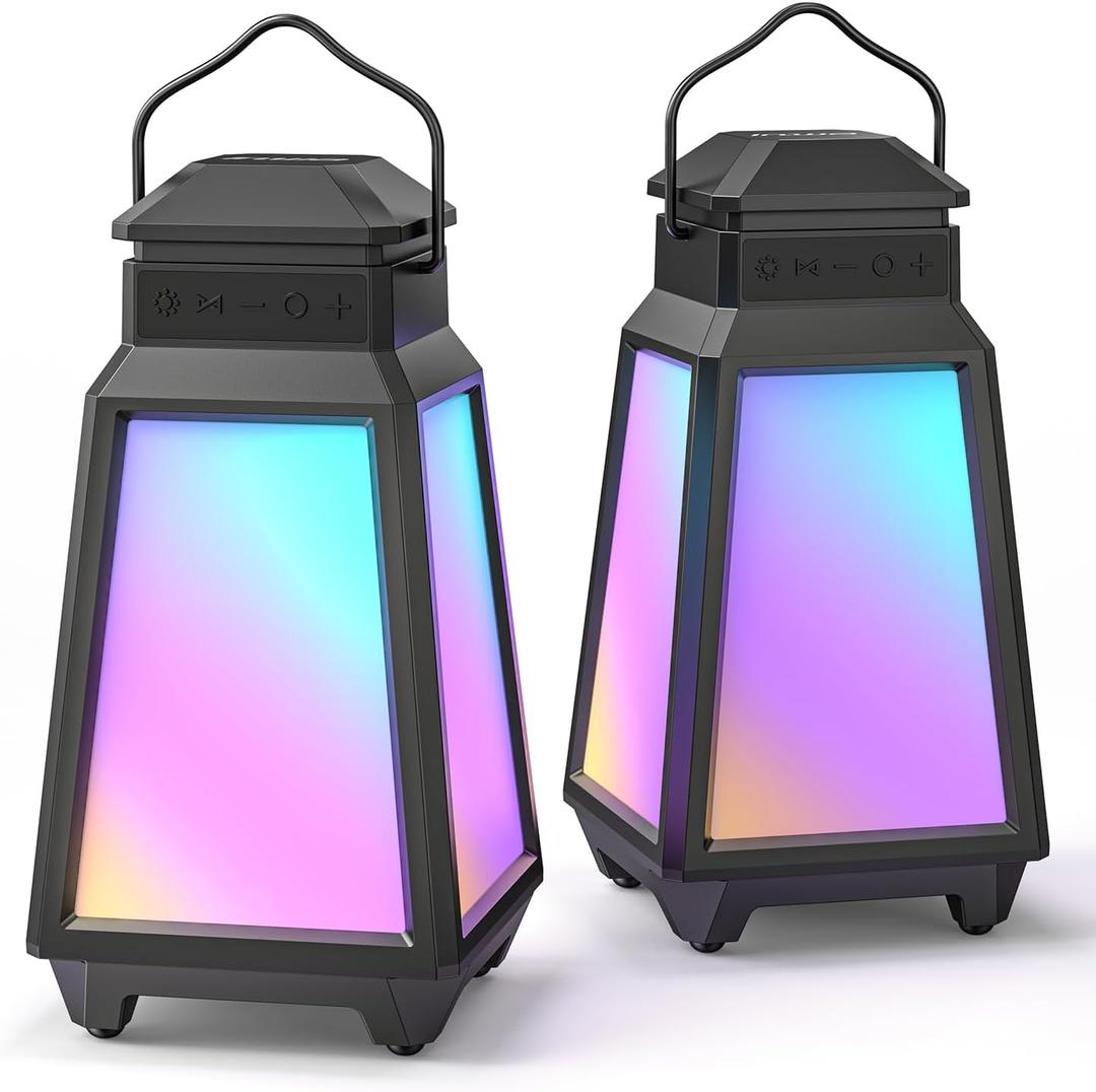INWA Outdoor Bluetooth Speakers, Wireless Speaker Sync Up to 100 Speakers, IPX5 Waterproof, Beat-Driven Light Show, Night Light, Seamlessly to Phone, TV Box, Projector, Echo Dot, for Patio, Yard, Pool (3600mAh + 8 Lighting Modes)