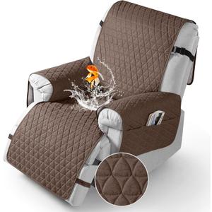 TAOCOCO 100% Waterproof Recliner Cover - Recliner Cover with Non-Slip Granule, Recliner Chair Covers with Elastic Band, Recliner Chair Covers for Reclining Chair(Brown, Small-22'')