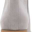 Trish Lucia Womens Ankle Boots Pointed Toe Stacked Chunky Heel Slip on Chelsea Short Booties (Gray)