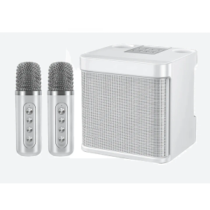 Karaoke Machine with 2 Microphones，Karaoke Machine for Adults and Kids，Portable Mini Karaoke Speaker PA System,Support Bluetooth/USB/AUX/TF, Karaoke Kit for TV,Home Party, Meeting,Outdoo
 (White)  KD-203