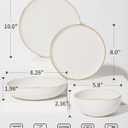 Pokini Plates and Bowls Sets, 16 Pieces Dinnerware Set for 4 with Pasta Bowls, Handmade Dishes Set, Chip Resistant Dishware Sets, Microwave Safe Dinner Set, Designed for Interactive Meals, White