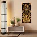 2 x Warriors Dreams Canvas Wall Art Print Poster Armored Helmet Samurai spirit with Scroll Wood Framed Ready to Hanger Home Karate Hall Sushi Restaurant Decor 16x35