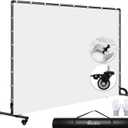 7x10ft White Photo Backdrop with Stand,Movable Photography Backdrop Stand Kit with Wheels and White Screen Backdrop Background for Photo Shooting,Video RecordingEvents, Party