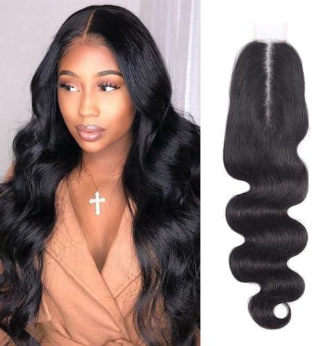 2 By 6 Lace Closure Human Hair Closure HD Transparent Body Wave 2x6 Lace Closure Middle Part Human Hair Kim K Closure With Baby Hair (18 inch, 2x6 Closure), 1 Piece