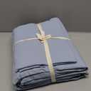 BESTOUCH Duvet Cover Set 100% Washed Cotton Linen Feel Super Soft Comfortable Chic Lightweight 3 PCs Home Bedding Set Solid Cornflower Blue Oversized King