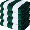 Exclusivo Mezcla 4 Pack Cotton Oversized 35x70 Inches Soft Cabana Stripe Thick Beach Towel, Super Absorbent Travel Bath Pool Towel (Forest Green)