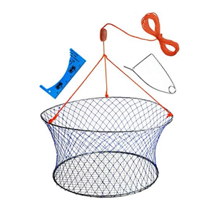 Wire Grid Bottom Crab Nets Two Ring Crab Kit with Harness and Bait Clip 24 x 20 x 12