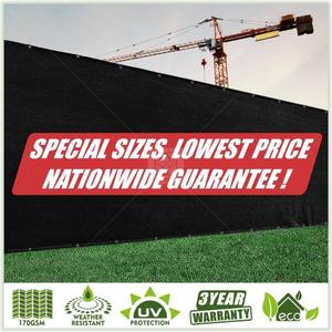 Colour Tree 6' x 8' Black Fence Privacy Screen, 90% Blockage Windscreen