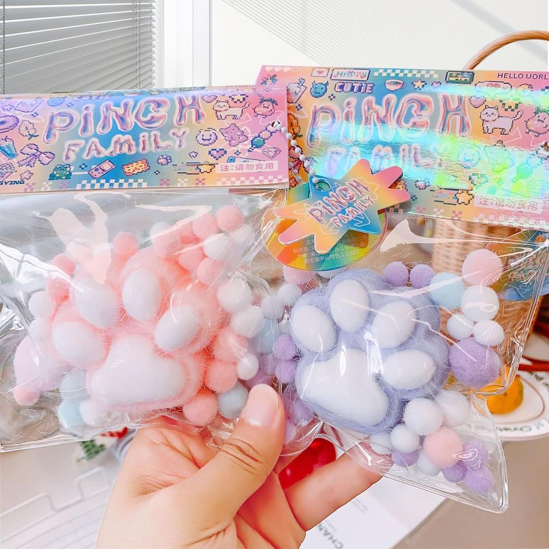 3 x 2 Pcs Taba Squishy Cat Paw Squeeze Toys, Kawaii Squishies PVC Sensory Toys, Stress Relieving OPP Packaging Gifts, Fidget Toys Squishy Novelty Things Suitable for Kids Teenage(2Pcs Random Color)