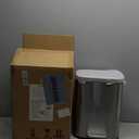 Amazon Basics Smudge Resistant Small Rectangular Step Pedal Trash Can with Soft-Close Lid, Removable Inner Bucket, Brushed Stainless Steel, 12 Liter/3.1 Gallon, Satin Nickel Finish