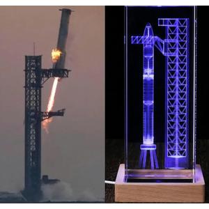 Collector's Gifts SpaceX Starship Crystal Lamp, 3D Laser-Etched Rocket Night Light, Ultimate Gift for Space Enthusiasts, Sci-Fi Fans & Mars Dreamers (Regular)